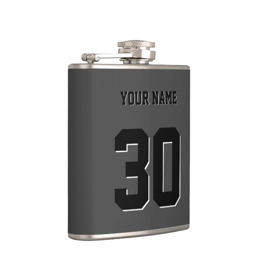シンプル黒のカスタム番号と名前 フラスク (右)