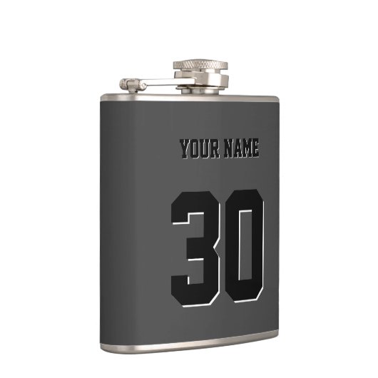 シンプル黒のカスタム番号と名前 フラスク (右)
