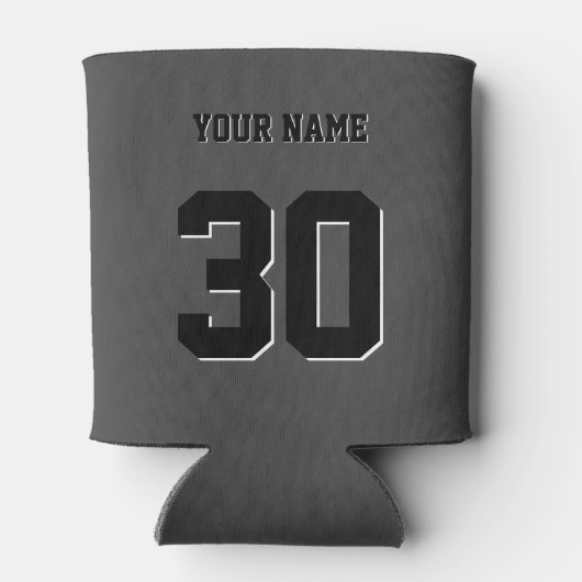 シンプル黒のカスタム番号と名前 缶クーラー (裏面)