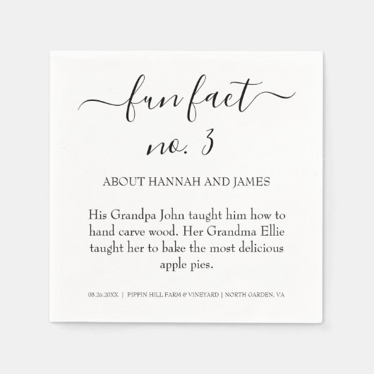 シンプル黒のスクリプモダントおもしろいファクト結婚3 スタンダードカクテルナプキン (正面)