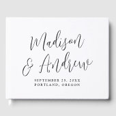 シンプル黒のスクリプ結婚ト ゲストブック (正面)