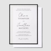 シンプル黒のスクレ縁どップの重ね結婚合わせ ベラム紙招待状 (オフセット)