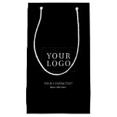 シンプル黒のミニマルビジネスロゴ スモールペーパーバッグ (正面)