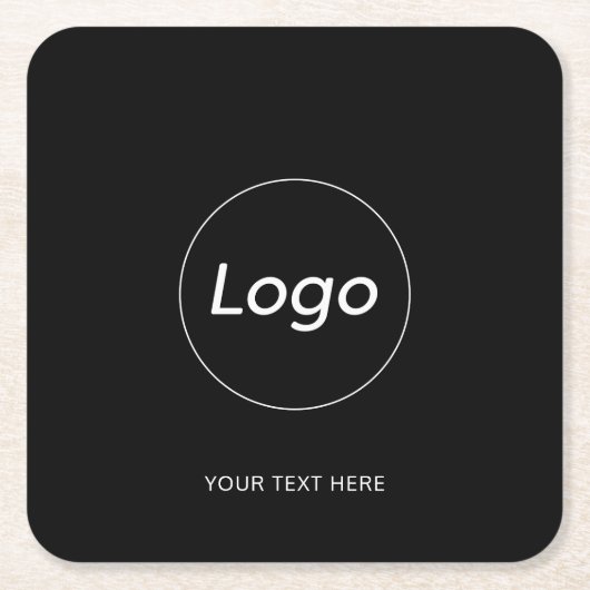 シンプル黒のロゴ スクエアペーパーコースター (正面)