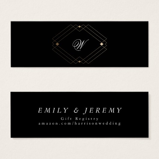 シンプル黒の幾何モダン金ゴールドギフトレジストリ (正面&裏面)