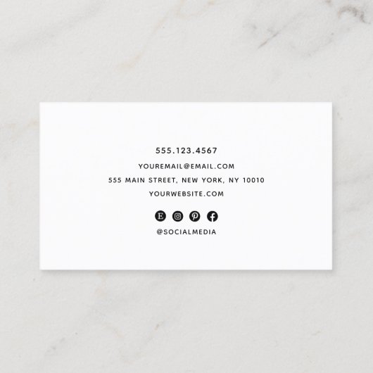 シンプル黒の手書きスクリプトソーシャルメディアのアイコン 名刺 (裏面)