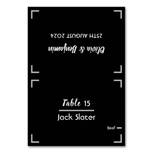 シンプル黒の手書きスクリプ結婚トのテーブルカード テーブルナンバー (正面)