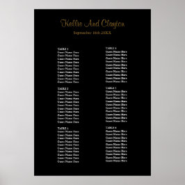 シンプル黒の結婚座席表 ポスター