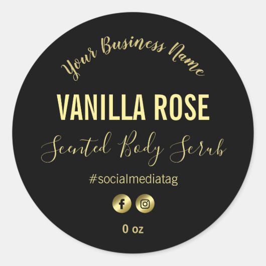 シンプル黒の製品ラベル ラウンドシール (正面)