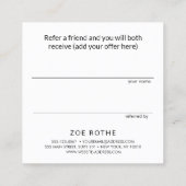 シンプル黒の顧客紹介 紹介カード (裏面)