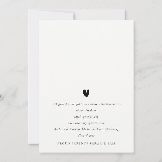 シンプル黒はっきりした白2写真卒業 案内状 (裏面)