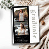 シンプル黒はっきりした白2写真卒業 案内状