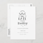 シンプル黒エレガントと白の日付を保存 ポストカード (正面/裏面)