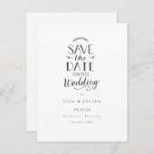 シンプル黒エレガントと白の日付を保存 案内ポストカード (正面/裏面)