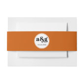 シンプル黒エレガントイニシャルはオレンジ結婚色の 招待状ベリーバンド (正面例)