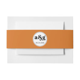 シンプル黒エレガントイニシャルオレン結婚ジ 招待状ベリーバンド