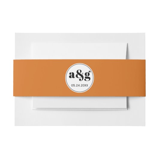 シンプル黒エレガントイニシャルオレン結婚ジ 招待状ベリーバンド (正面例)