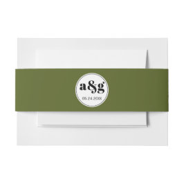 シンプル黒エレガントイニシャルグ結婚リーン 招待状ベリーバンド