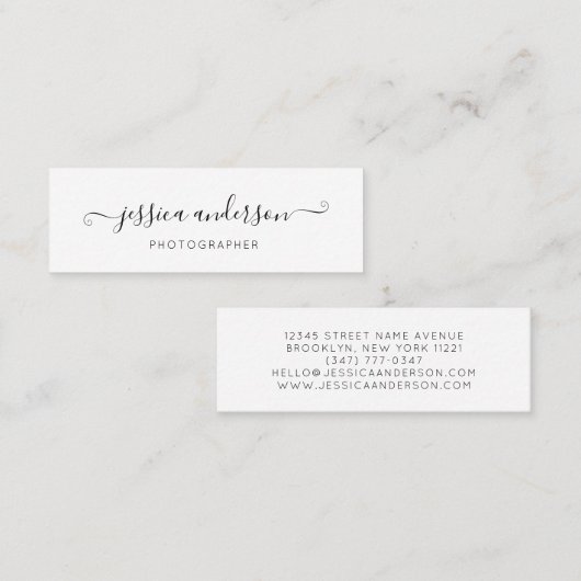 シンプル黒エレガントモダン字 スキニー名刺 (正面/裏面)