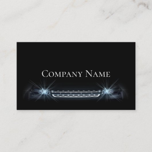 シンプル黒エレガント前車ランプライトカード 名刺 (正面)
