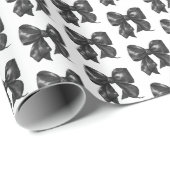 シンプル黒エレガント弓パターン ラッピングペーパー (ロールコーナー)