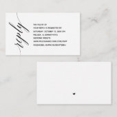 シンプル黒エレガント書、ディナーRSVP エンクロージャーカード (正面/裏面)