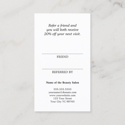 シンプル黒エレガント白の参照カード 紹介カード (裏面)