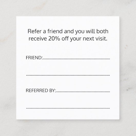 シンプル黒エレガント白の参照カード 紹介カード (裏面)