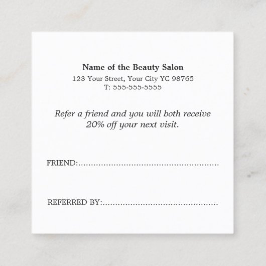 シンプル黒エレガント白の参照カード 紹介カード (裏面)