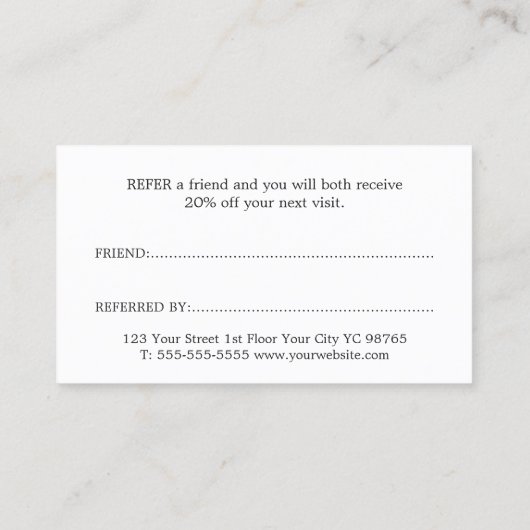 シンプル黒エレガント白の参照カード 紹介カード (裏面)