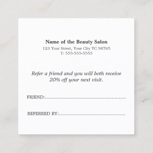 シンプル黒エレガント白の参照カード 紹介カード (裏面)