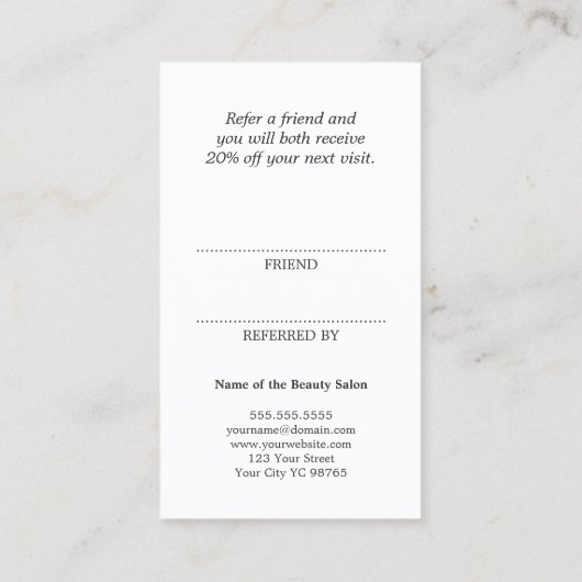 シンプル黒エレガント白の参照カード 紹介カード (裏面)