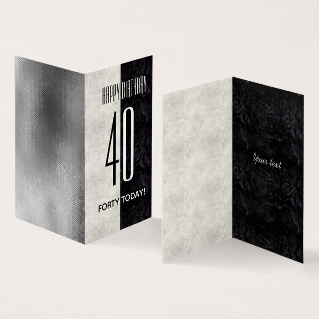シンプル黒エレガント白の大理石40th誕生日 (内部&外部)