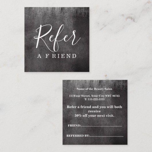 シンプル黒エレガント白の紹介Chalkboard 紹介カード (正面/裏面)