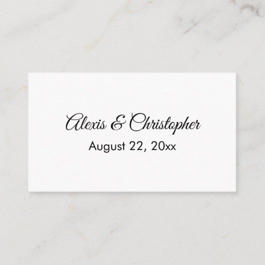 シンプル黒エレガント白の結婚詳細 エンクロージャーカード (裏面)