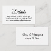 シンプル黒エレガント白の結婚詳細 エンクロージャーカード (正面/裏面)