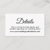 シンプル黒エレガント白の結婚詳細 エンクロージャーカード (正面)