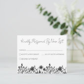 シンプル黒エレガント白ウェディングRSVP エンクロージャーカード (スタンド正面)