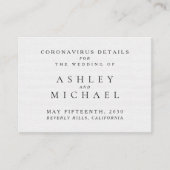 シンプル黒エレガント白コロナウイルス詳細 エンクロージャーカード (正面)