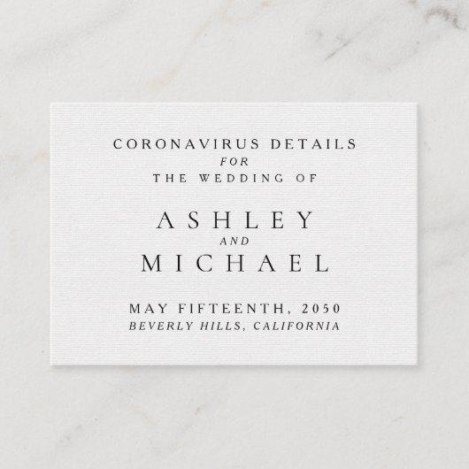 シンプル黒エレガント白コロナウイルス詳細E エンクロージャーカード (正面)