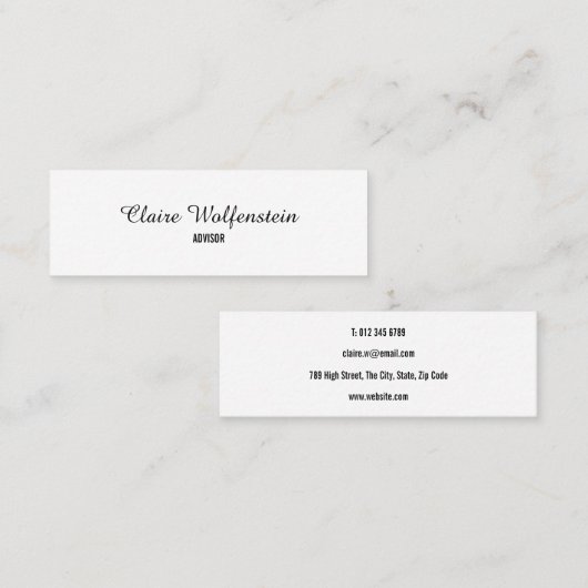 シンプル黒エレガント白スクリプトプロフェッショナル スキニー名刺 (正面/裏面)