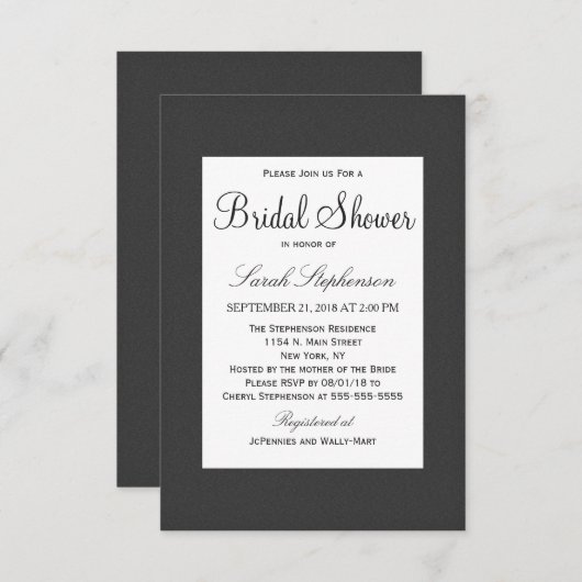 シンプル黒エレガント白デザインエレガントsimpl 招待状 (正面/裏面)