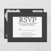 シンプル黒エレガント白デザイン インビテーションポストカード (正面/裏面)