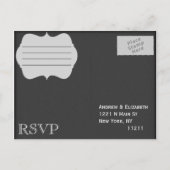 シンプル黒エレガント白デザイン インビテーションポストカード (裏面)