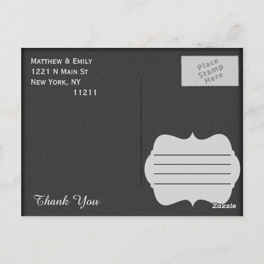 シンプル黒エレガント白デザイン ポストカード (裏面)