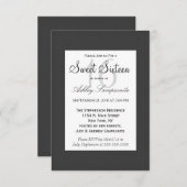 シンプル黒エレガント白デザイン 招待状 (正面/裏面)