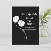 シンプル黒エレガント白フローラ セーブザデート (スタンド正面)