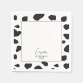 シンプル黒エレガント白プリント誕生日 スタンダードカクテルナプキン (正面)