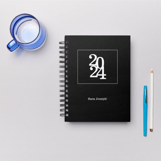 シンプル黒エレガント白ミニマルプランナー プランナー手帳