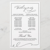 シンプル黒エレガント白結婚式 プログラム (裏面)